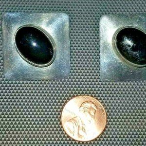 Vintage Earrings - Sterling & Black Onyx